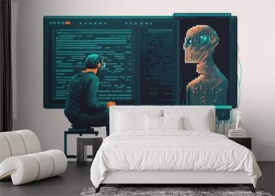 person, learning to program a machine learning system by example, created with generative ai Wall mural