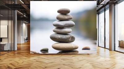 stones balanced on top of each other Wall mural