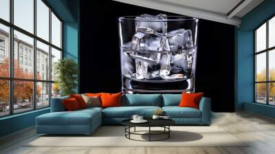 A glass of water with ice cubes in it Wall mural