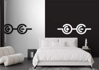 zoom icon logo, glasses viewer symbol, plus and minus sign, logo template design Wall mural