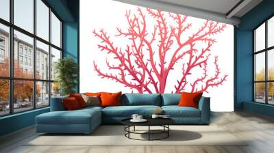 Red color underwater seaweed vector illustration isolated on white background Wall mural