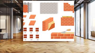 Set of brick walls vector illustration on white background Wall mural