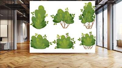 Set of natural bush and garden trees for park cottage and yard vector illustration isolated on white background website page and mobile app design Wall mural