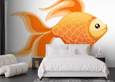 Vector illustration isolated on background Goldfish aquarium fish silhouette illustration. Colorful cartoon flat aquarium fish icon for your design. Wall mural