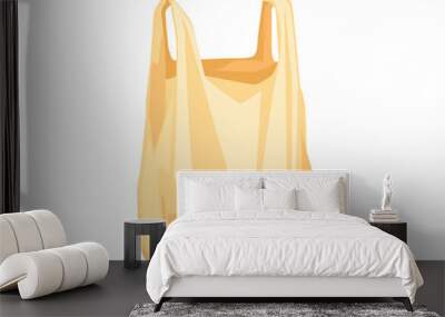 Yellow used plastic bag disposable bag for garbage or shopping vector illustration on white background Wall mural