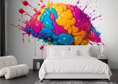 Cervello colorato 
per creatività e ispirazione - AI generativa Wall mural