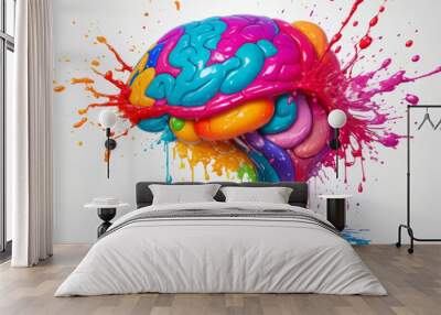 Cervello colorato 
per creatività e ispirazione - AI generativa Wall mural