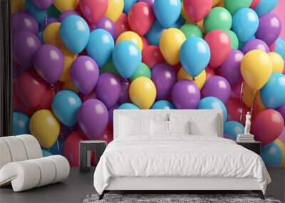 3d wallpaper with multicolored balloons covering the entire space Wall mural