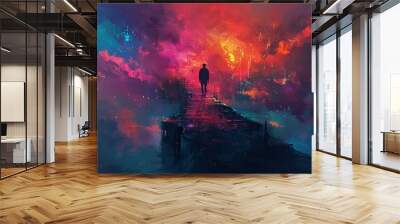 A man walking through his emotions. Mental health. Wall mural