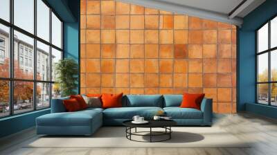 Floor composed by Brown tile earthenware, for texture and background Wall mural