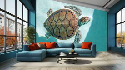 Sea turtle in a pond at Eco-Park in Quintana Roo, Mexico Wall mural