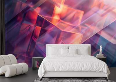 close up horizontal abstract illustration of glowing transparent geometric overlapping random shapes Wall mural