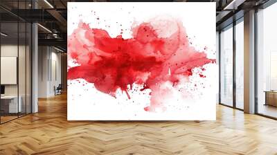 horizontal image of an isolated red watercolour splash on a white neutral background Generative AI Wall mural