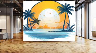 beach with palm trees vectorial Wall mural