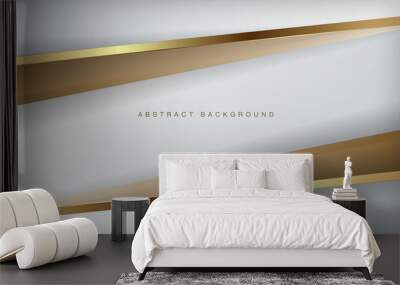 Abstract white and gold luxury background. Wall mural