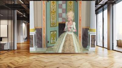 Rococo or Late Baroque style Lady in a Palace Wall mural