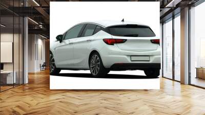 white car on white background, back view Wall mural