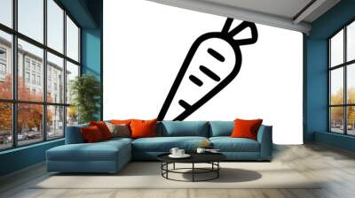 A simple line drawing of a carrot, a common vegetable, with a distinct black outline. Wall mural