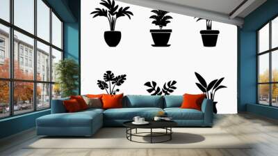 ornamental plant and flower icon vector - flat design Wall mural