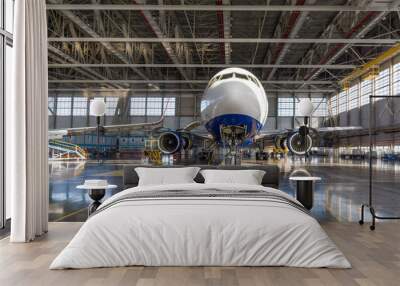 passenger aircraft in the hangar Wall mural