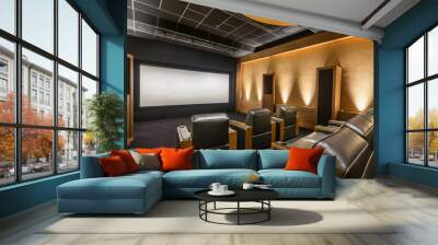 Stunning stylish home cinema. Luxury home theater design Wall mural