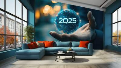 2025 Happy New Year Background Design Greeting Card Banner Poster Vector Illustration Wall mural