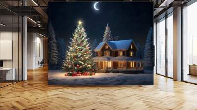 3D Rendering of a Christmas Night Scene Wall mural