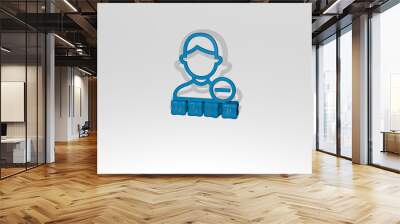 3D representation of USER with icon on the wall and text arranged by metallic cubic letters on a mirror floor for concept meaning and slideshow presentation. illustration and interface Wall mural