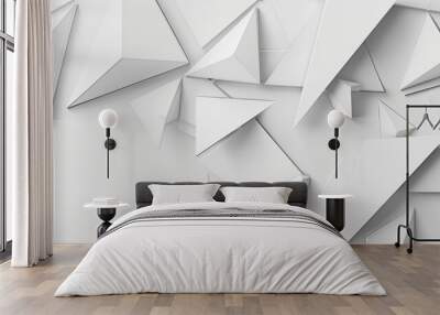 3D white geometric abstract background overlap layer on bright space with rounded triangles effect decoration. Graphic design element modern style concept for banner, flyer, card, cover, or brochure Wall mural