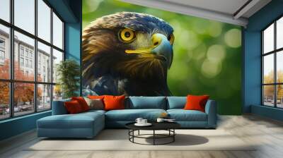 A close-up of a majestic eagle with striking eyes. Wall mural