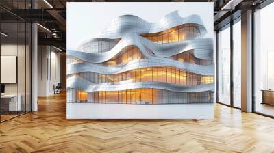 A futuristic building with organic fluid forms on white background UHD wallpaper Wall mural