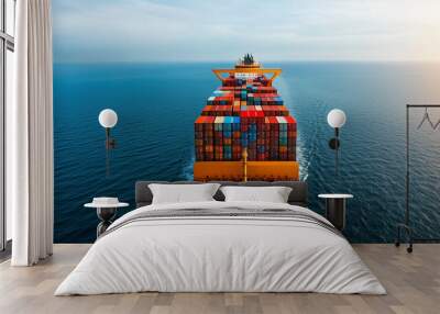 a huge cargo ship in the sea fully loaded with shipping containers  Wall mural