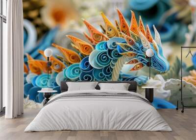 A paper quiling of artwork of dragon UHD wallpaper Wall mural