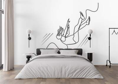 a woman is falling fast from top to bottom and her hair is limp Wall mural