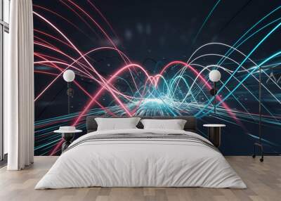 abstract color full light technology waves background technology concept  Wall mural