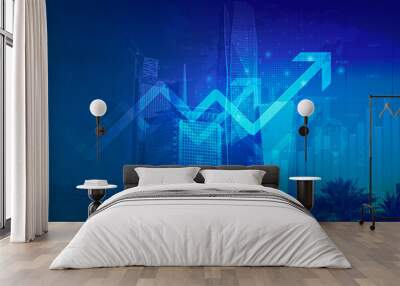 stock market digital graph chart on led display concept. a large display of daily stock market price Wall mural