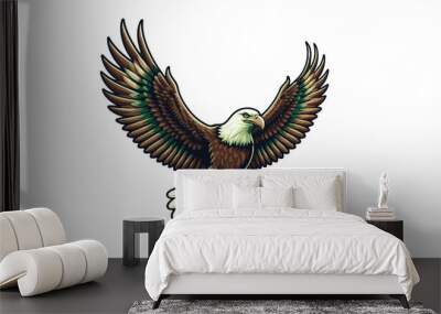 american bald eagle with flag, american bald eagle, american bald eagle, eagle, eagle flying, eagle design, eagle logo, eagle design logo, eagle art, eagle wings, military eagle design, eagle is flyin Wall mural