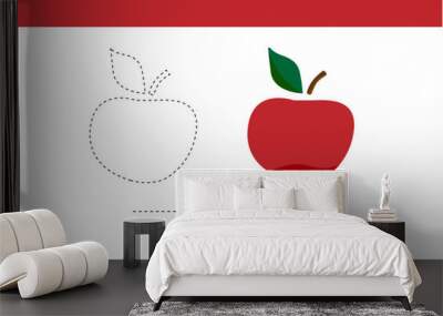 apple fruit trace for kids handwriting practice child book practice design vector Wall mural