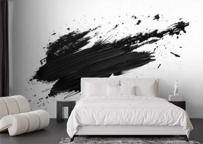 black paint smudge isolated on transparent background, black ink splash cut out Wall mural