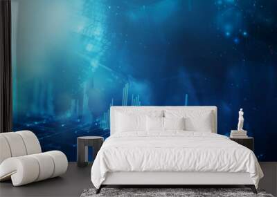 blue business background with business data graphs analytics  Wall mural