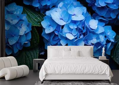 Blue style flowers background UHD wallpaper Wall mural