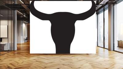 Bull head black vector flat. Abstract bull head with horns icon isolated on transparent background. Elegance drawing art buffalo cow ox bull head logo design inspiration. Wall mural