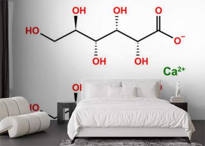 Calcium Gluconate (C12H22CaO14) Chemical Structure. Vector Illustration. Wall mural