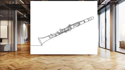 clarinet classical musical instrument object one line art design vector Wall mural