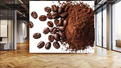 coffee powder isolated on transparent background, coffee powder cut out  Wall mural