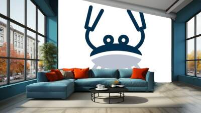 Crab icon in flat design style. Seafood, marine food icon. Zodiac sign for logo design element. Wall mural