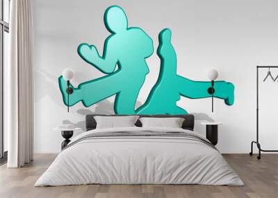 dancing 3D icon casting shadow - 3D illustration for dance and background Wall mural