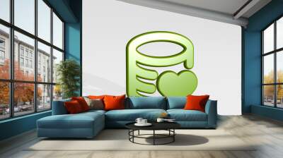 DATABASE HEART ALTERNATE made by 3D illustration of a shiny metallic sculpture with the shadow on light background. concept and business Wall mural