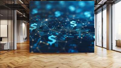 digital cash flow in business online financial transactions concept Wall mural