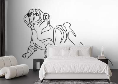 dog animal bulldog little line art full body length Wall mural